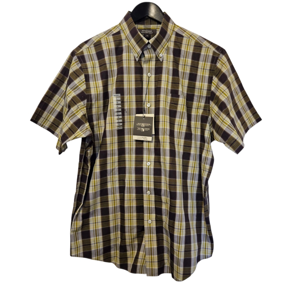 NWT Denver Hayes Green and Brown Casual Button Down Shirt